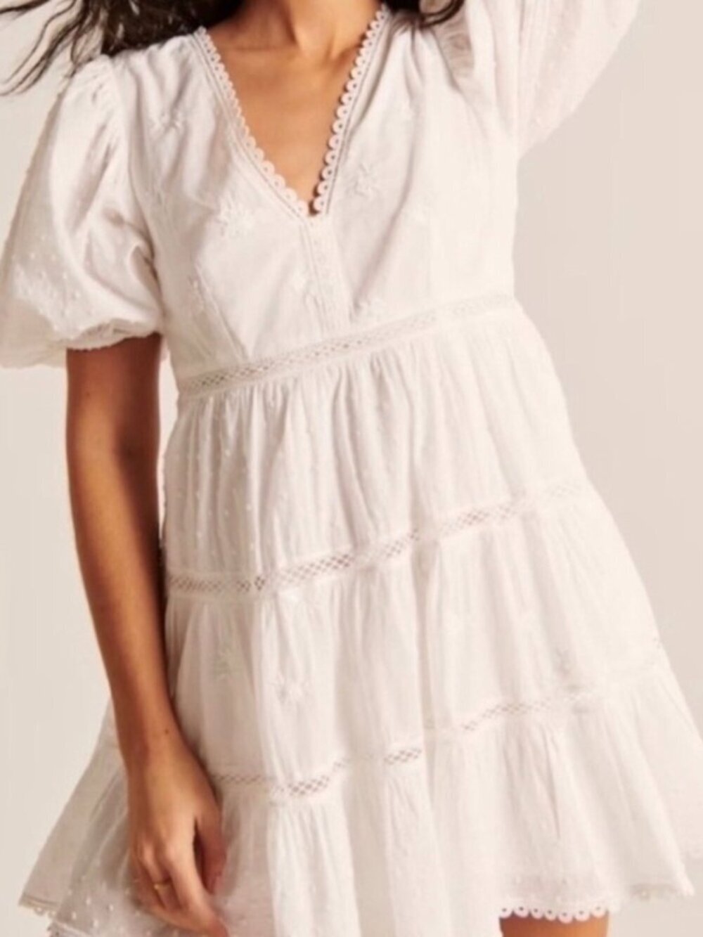 Abercrombie & Fitch White Short Sleeve VNeck Mini Dress Size XS GUC